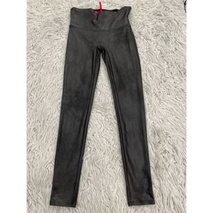 Spanx Faux Leather Moto Leggings Slimming High Rise Sz L Power Waistband 2437